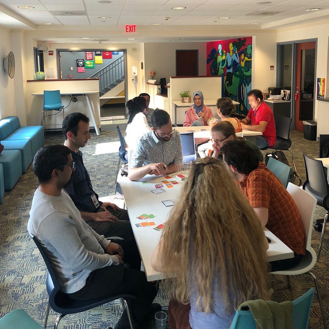 YPA members playing a board game at game night