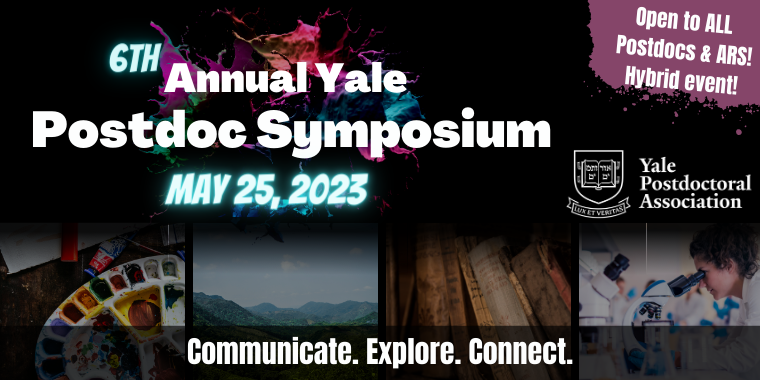 banner for 8th annual postdoc symposium on May 25 2023, hybrid event. all postdocs and ARS welcome