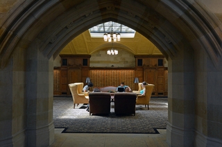 People studying in a library